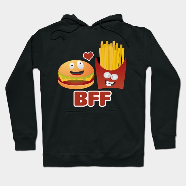 BFF Best Friends Forever Burger And Fries Hoodie by Ricaso